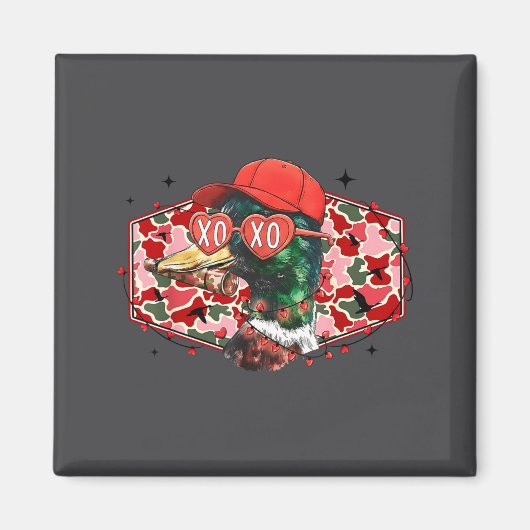 Mallard Duck Camouflage Happy Valentine's Day Hunt マグネット (正面)