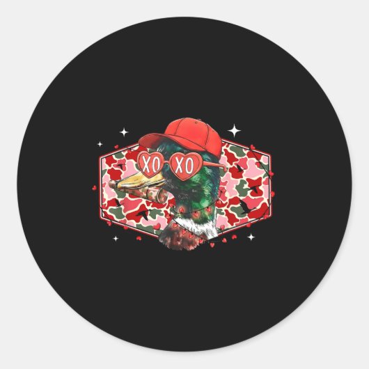 Mallard Duck Camouflage Happy Valentine's Day Hunt ラウンドシール (正面)