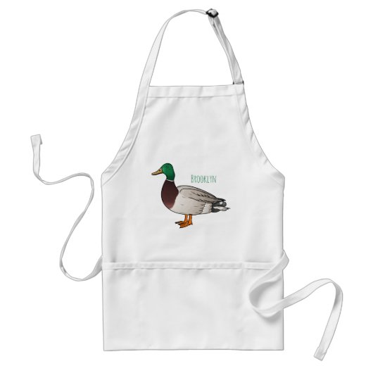 Mallard duck cartoon illustration スタンダードエプロン (正面)