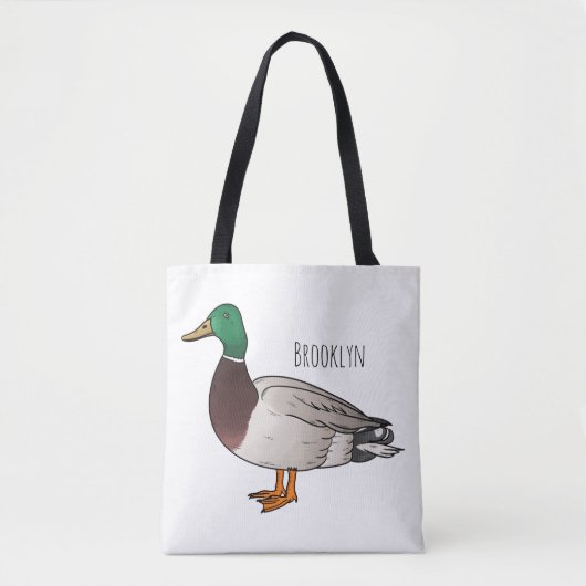 Mallard duck cartoon illustration トートバッグ (正面)