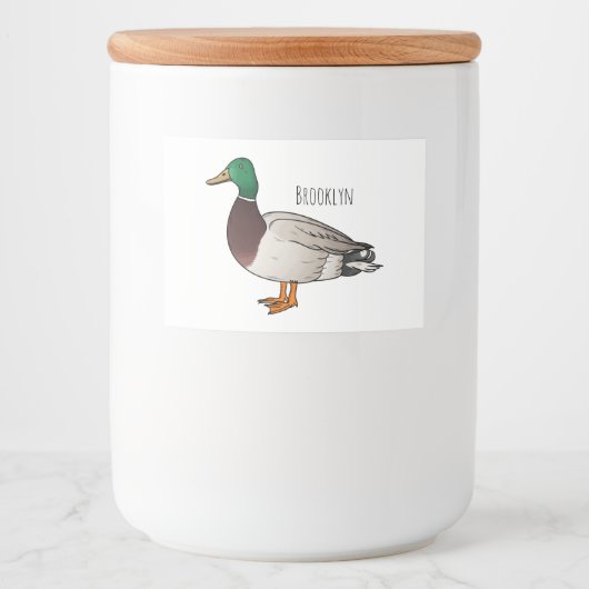 Mallard duck cartoon illustration  フードラベル (正面)