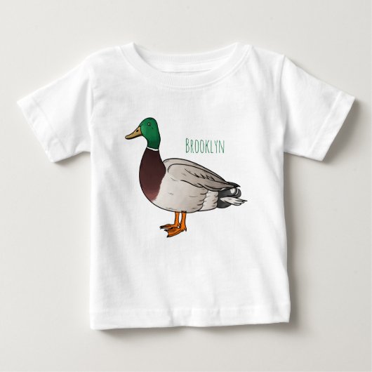 Mallard duck cartoon illustration  ベビーTシャツ (正面)