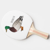 Mallard duck cartoon illustration  卓球ラケット (横)