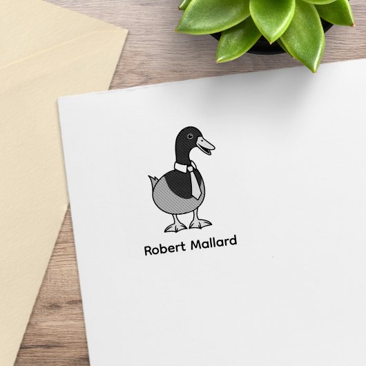 Mallard Duck Collar Necktie Custom Name 1x1 ラバースタンプ