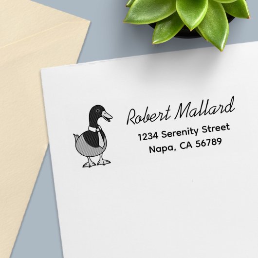 Mallard Duck Collar Necktie Return Address セルフインキングスタンプ