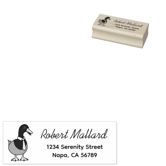 Mallard Duck Collar Necktie Return Address ラバースタンプ (押印)