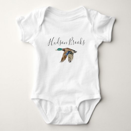 Mallard Duck Customizable Monogrammed Onsie ベビーボディスーツ (正面)