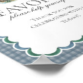 Mallard Duck Hunting Blue Gingham Favors Sign ポスター (角)