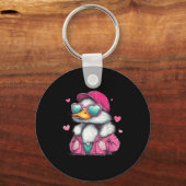 Mallard Duck Hunting Funny Valentine's Day Heart G キーホルダー (正面)