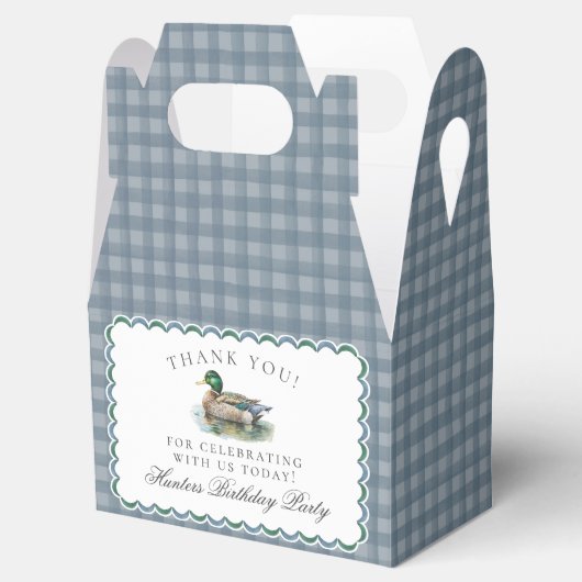 Mallard Duck Hunting Gingham Birthday Favor Boxes フェイバーボックス (オープン)