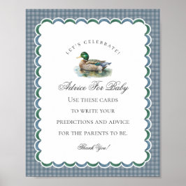 Mallard Duck Hunting Gingham Boy Advice for Baby ポスター