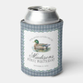 Mallard Duck Hunting Gingham Boy Birthday Favor 缶クーラー (缶正面)