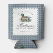 Mallard Duck Hunting Gingham Boy Birthday Favor 缶クーラー (正面)