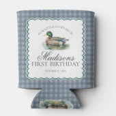 Mallard Duck Hunting Gingham Boy Birthday Favor 缶クーラー (裏面)