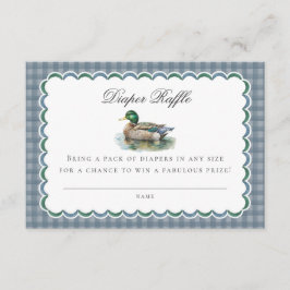 Mallard Duck Hunting Gingham Diaper Raffle Insert エンクロージャーカード