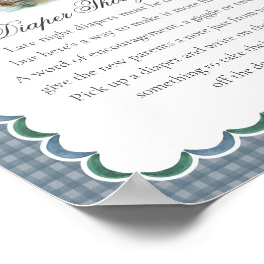 Mallard Duck Hunting Gingham Diaper Thoughts Sign ポスター (角)