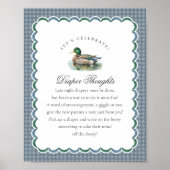 Mallard Duck Hunting Gingham Diaper Thoughts Sign ポスター (正面)