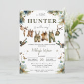 Mallard Duck Hunting Hunter Clothes Baby Shower 招待状 (スタンド正面)