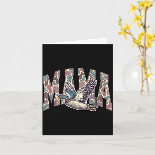 Mallard Duck Hunting Mama Retro Camouflage Daddy M カード (黄色い花)