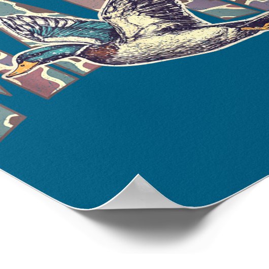 Mallard Duck Hunting Mama Retro Camouflage Daddy M ポスター (角)