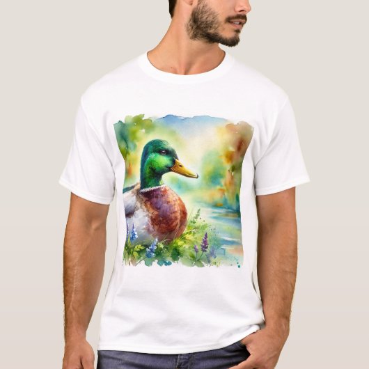 Mallard Duck in Light and Color 040924AREF118 - Wa Tシャツ (正面)