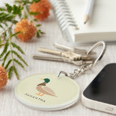 Mallard Duck Keychain Modern Minimal Illustration キーホルダー (正面右)