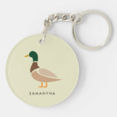 Mallard Duck Keychain Modern Minimal Illustration キーホルダー (裏面)