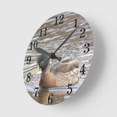 Mallard Duck Photo Clock ラウンド壁時計 (傾斜)