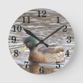 Mallard Duck Photo Clock ラウンド壁時計 (正面)