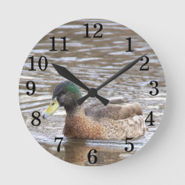 Mallard Duck Photo Clock ラウンド壁時計