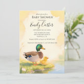 Mallard Duck with Duckling Baby Shower 招待状 (スタンド正面)