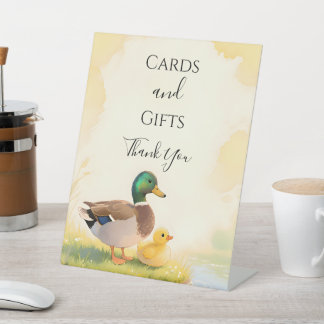 Mallard Duck with Duckling Baby Shower Table Sign 台座サイン