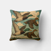 Mallard Ducks in Flight Wildlife Art クッション (裏面)