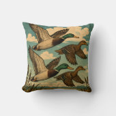 Mallard Ducks in Flight Wildlife Art クッション (正面)