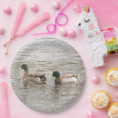 Mallard Ducks Photo Paper Plates ペーパープレート (パーティー)