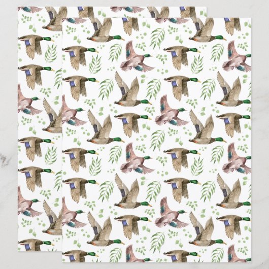 Mallard Ducks Scrapbook Paper (正面/裏面)