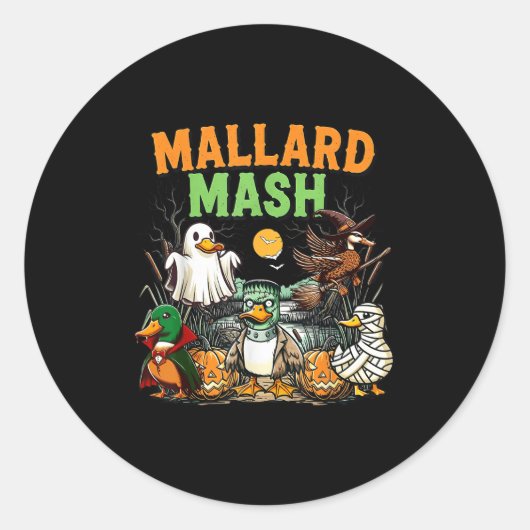 Mallard Mash Funny Y Duck Soky Ghost Hunting Hallo ラウンドシール (正面)