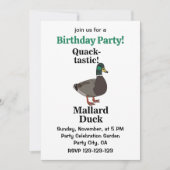 Mallard Quack-Tastic Duck Birthday Party 招待状 (正面)