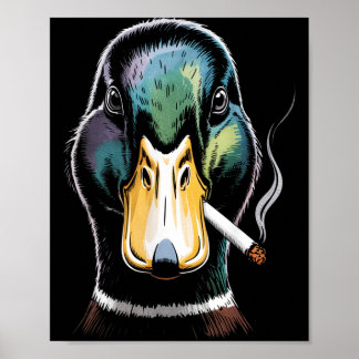 Mallard Smoking Cigarette Meme Funny Mallard Duck ポスター