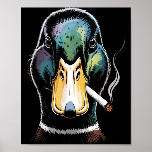 Mallard Smoking Cigarette Meme Funny Mallard Duck ポスター (正面)