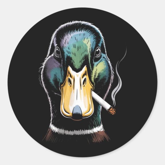 Mallard Smoking Cigarette Meme Funny Mallard Duck ラウンドシール (正面)