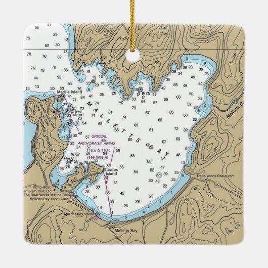 Malletts Bay VTグラフ航海の セラミックオーナメント (裏面)