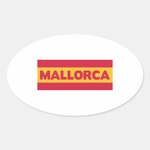 Mallorcaスペインの旗 楕円形シール