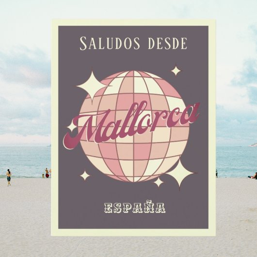 Mallorca Majorca Spain España retro purple Postcar ポストカード