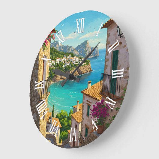 Mallorca Spain Travel ラージ壁時計 (傾斜)