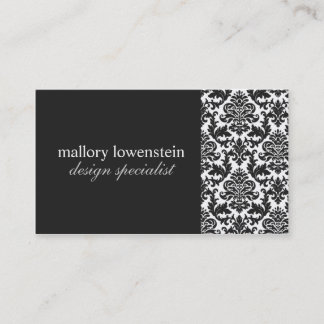 Mallory #2のシックで黒いダマスク織の名刺 名刺