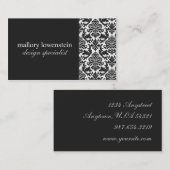 Mallory #2のシックで黒いダマスク織の名刺 名刺 (正面/裏面)