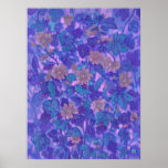 Mallow Bloom, Malva Flowers Floral Painting Purple ポスター<br><div class="desc">Poster featuring version of "Mallow Bloom" painting,  blooming summer flowers in twilight color palette - purple,  violet,  mauve,  teal. Acrylic on paper,  digital manipulations,  2020

© Julia Khoroshikh
www.juliakhoroshikh.art
#floralart #botanicalart #mallows #wildflowers #contemporaryfloral #floralpainting #posters #wallart #zazzlemade</div>