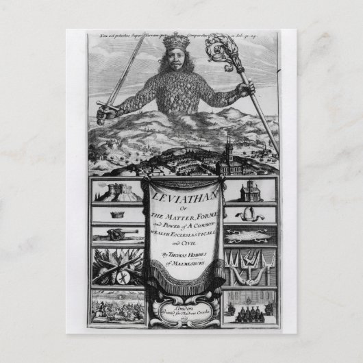 Malmesburyのトマス・ホッブズ著Frontispiece ポストカード (正面)
