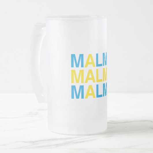 MALMOスウェーデン国旗 フロストグラスビールジョッキ (正面左)